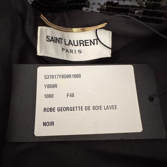 Saint Laurent Ruched Sequin Mini Dress Black Size 40F NWT $5,490 Rare Retro Glam - Picture 13 of 15